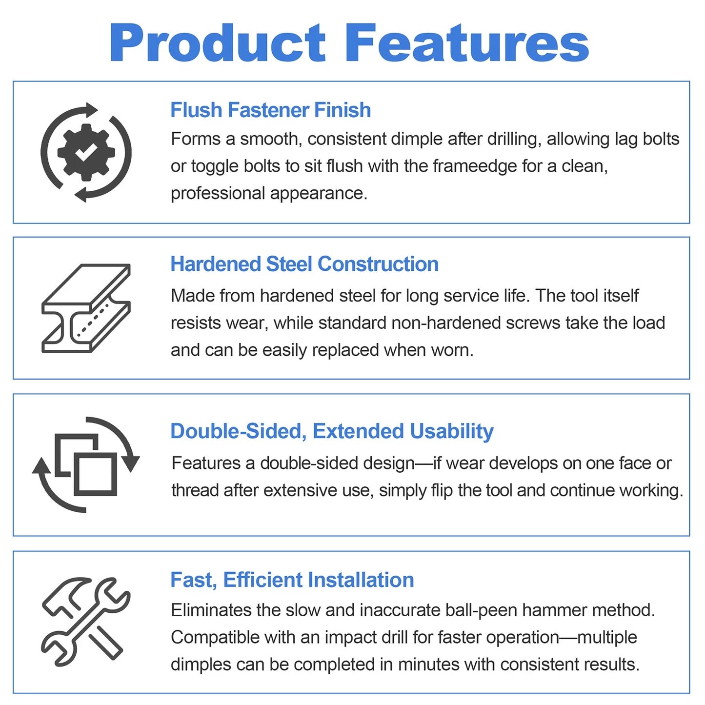 Professional Door Frame Dimple Tool – Double-Sided Hardened Steel Fastener