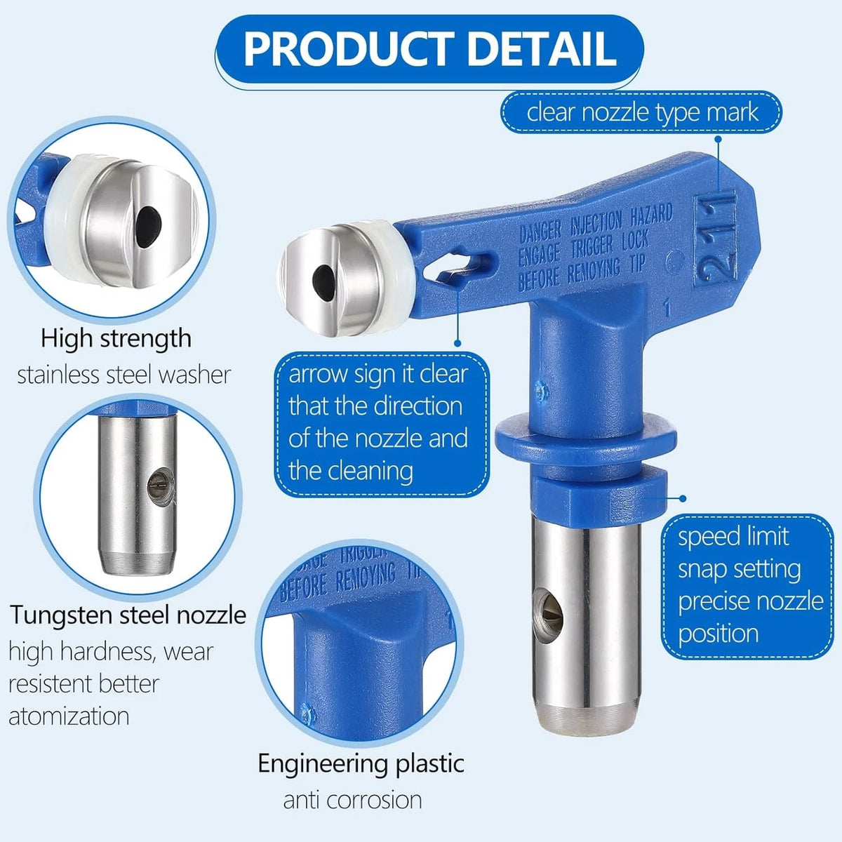 3 Pieces Spray Tips Airless Paint Gun Sprayer Tip 211 and 311, Blue