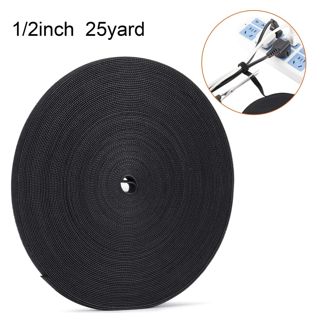 XINYIBO 1/2 inch Reusable Fastening Tape Cable Ties in X 25 yd, black