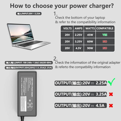 Universal Chromebook Charger-45W USB-C Power Adapter Compatible 45W USB C