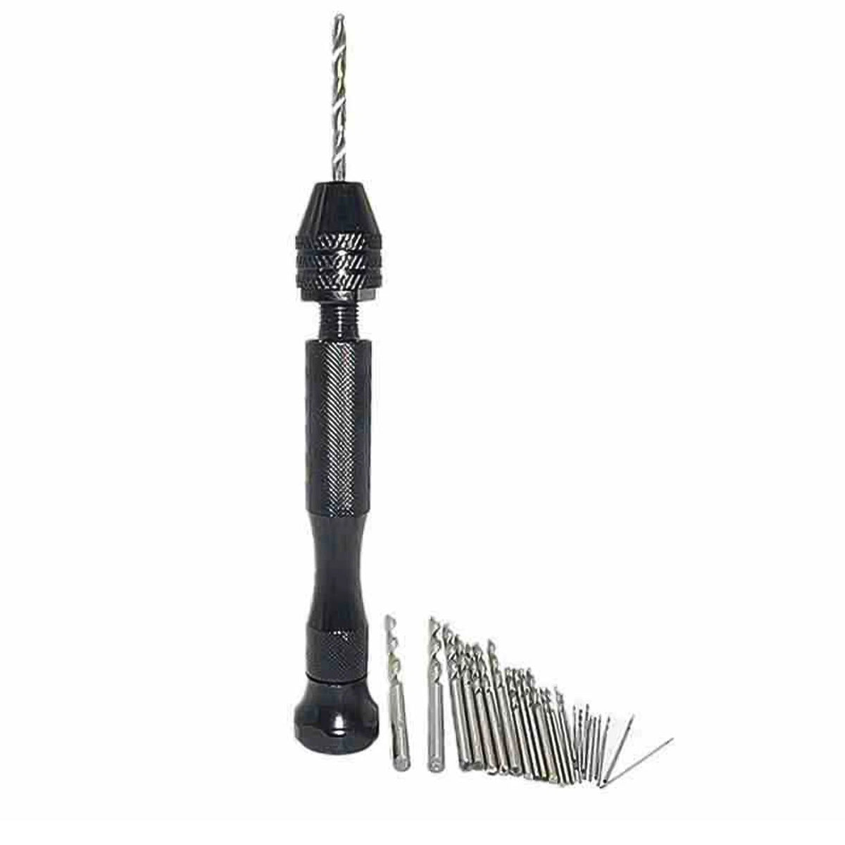26Pcs Mini Micro Hand Drill Bit Kit Manual Keyless Chuck Pin Vise Rotary Tool