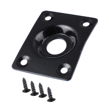 Black Guitar Output Metal Jack Plate Square W/ Screws for Electric Bass Guitar d