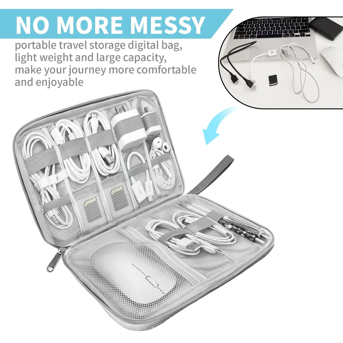 Lcsmaokin Electronics Organizer Travel Case,Electronic Single Layer, A-Grey
