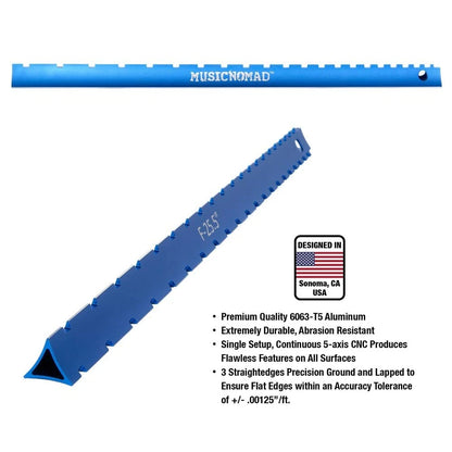 MusicNomad Tri-Beam 3 'n 1 Dual Notched Straightedge & Blue anodized finish