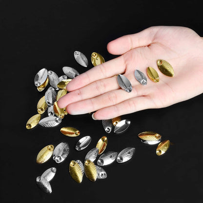 Akamino 60 Pcs Gold and Sliver Fishing Lures Making Small, Large, Gold,Silver