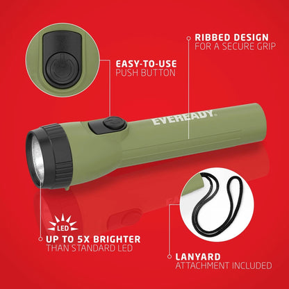 Eveready LED Flashlight (8-Pack) Bright Reliable 8 Pack, Forest Green/Black