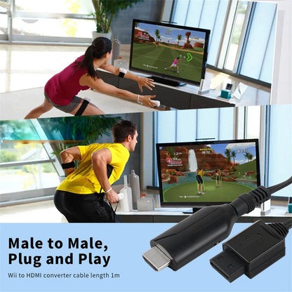 USB Cable Line For HDTV Monitor Display Wii To HDMI Adapter HD 720P/1080P