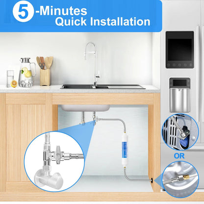 Fridge Water Line Kit - 20FT with Tee Stop Valve for 20 FT, Silver
