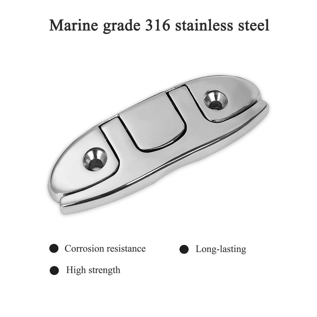 Marine Grade Boat Folding Cleat 6 inch 316 Stainless Steel, 6 Inch, Silver
