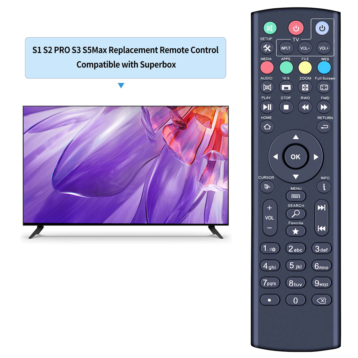 Remote Control For Superbox S1,S2 PRO,S3,S5/S6Max Elite ll Magabox MG4 Max