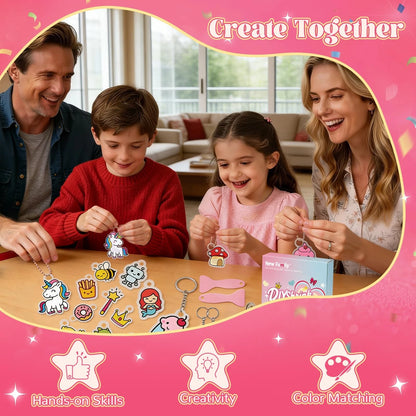 Family Pre-Cut Shrink Art Kit for 8.86*6.69*0.59 inches, Red And Pink