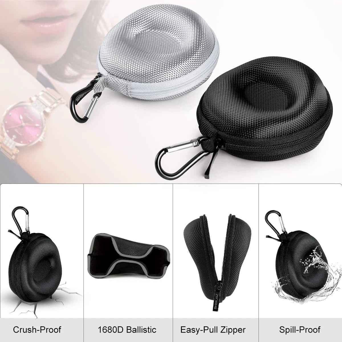 BHSKJSZ Travel Case for Men and Women - Portable 4 x 2.3 x inches, Black