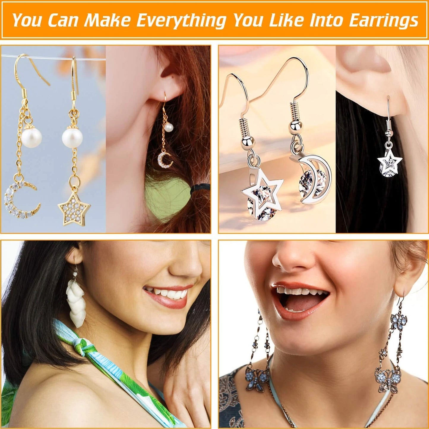 Thrilez Hypoallergenic Earring Hooks, 600Pcs Making Silver and Gold