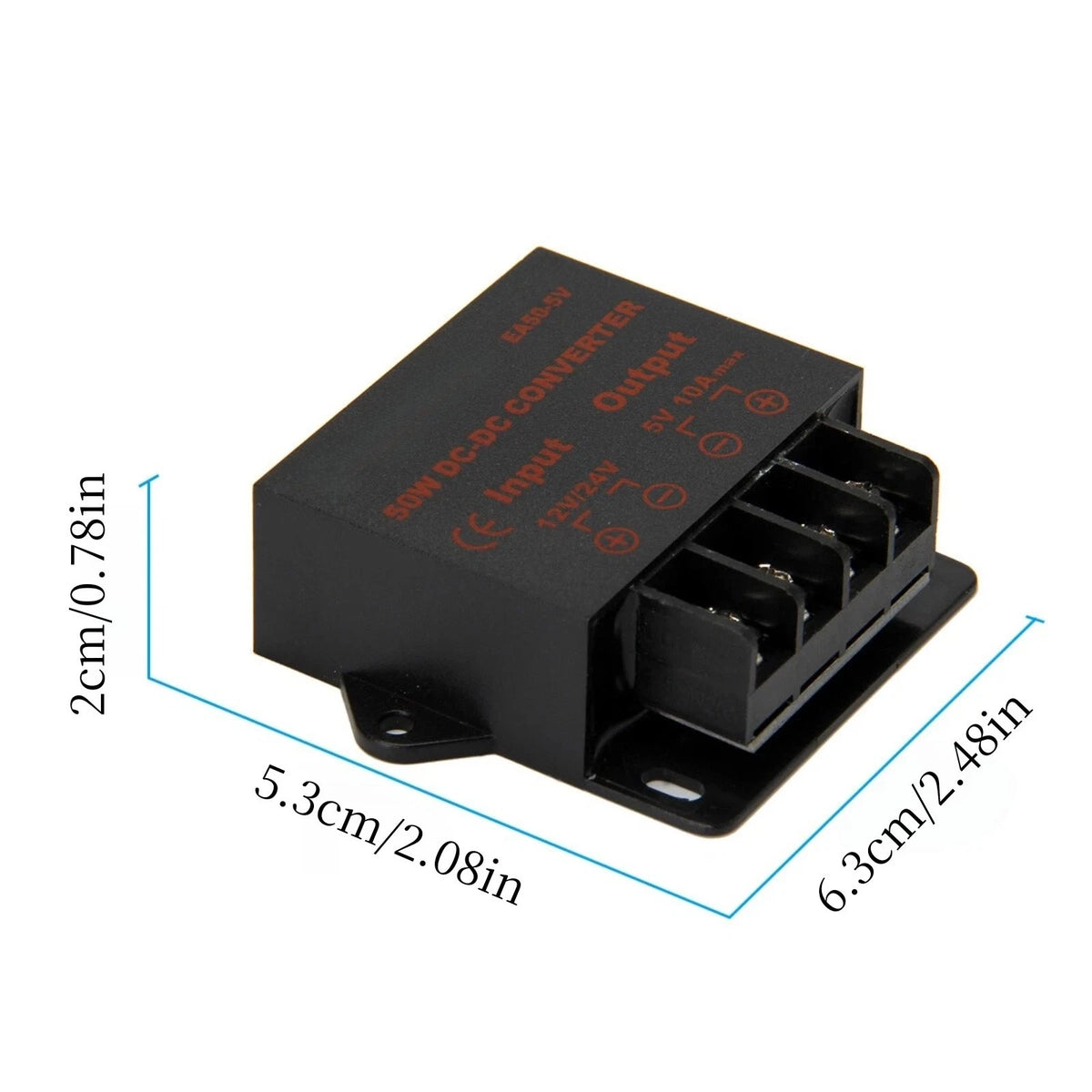 Industrial Voltage Reducer 12V/24V to 5V 10A Waterproof Potting Overheat Proof
