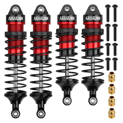 4PCS 1/10 RC Car Shocks Front & Rear Shock Absorber Damper Medium, Black Red