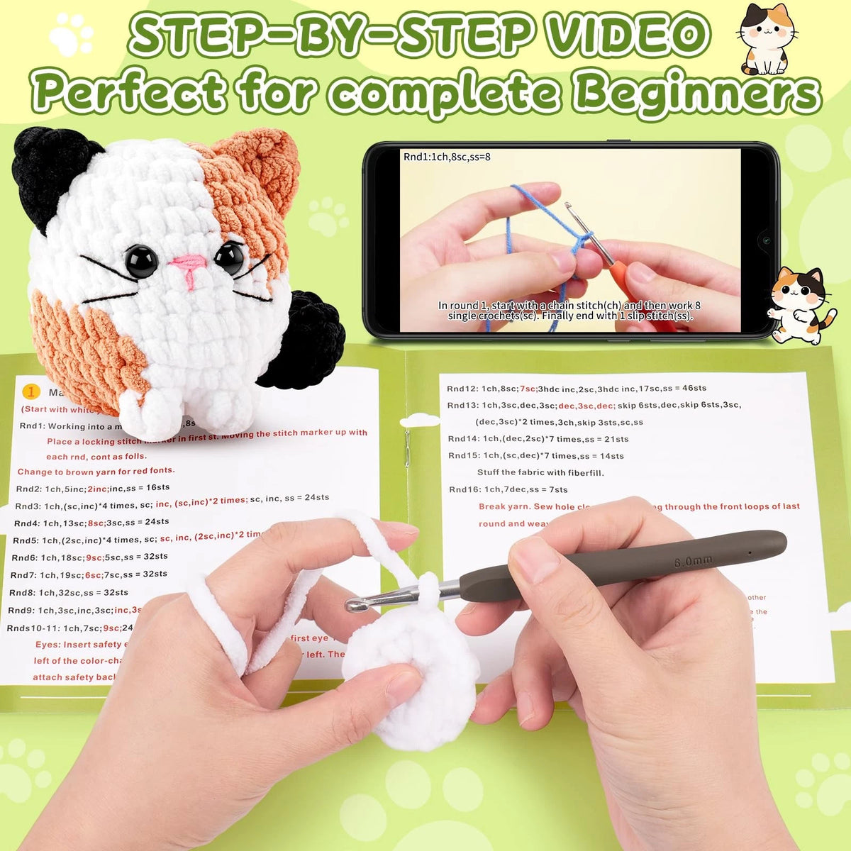 Cat Crochet Kit for Beginners-Calico Kits Adults Calico