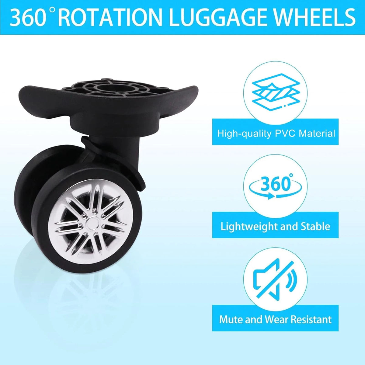 ZHMEINA Luggage Wheels Replacement Kit, Suitcase 2pcs, Black