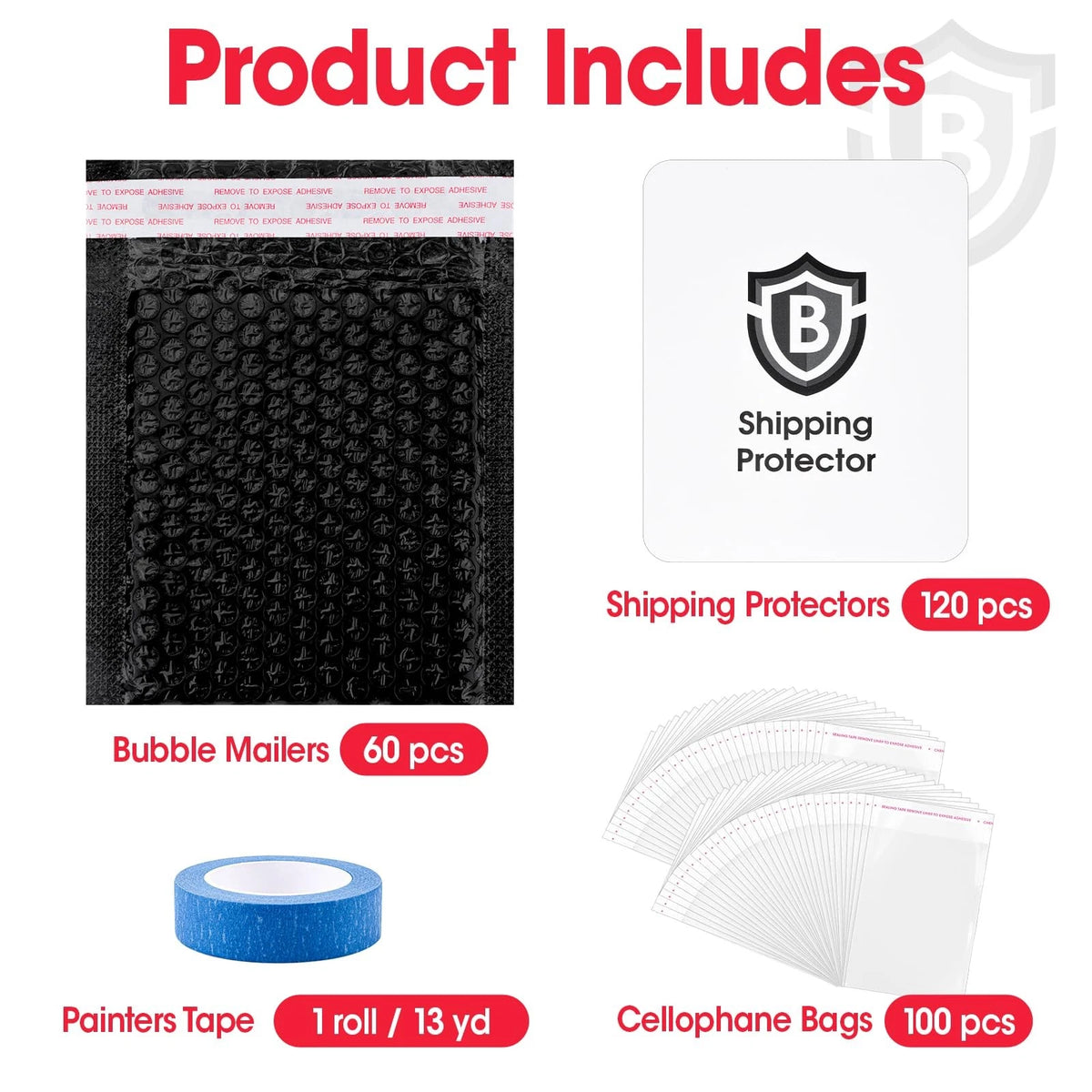 BGUP Trading Card Shipping Supplies Kit, Includes 120 3.5" X 4.5", 60p-S
