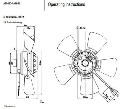 Ebmpapst Fan A2D250-AA26-80 M2D068-DF 400/480VAC 140/220W 0.3A Spindle Motor Fan