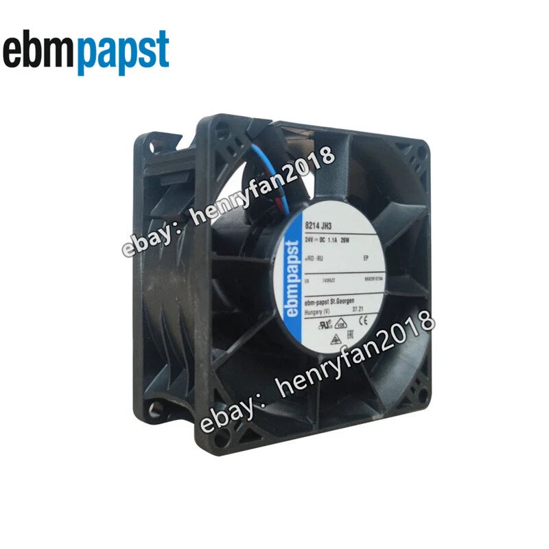 Ebmpapst 8214JH3 Axial Fan DC 24V 26W 1.1A 80*80*38MM 2-wire 112CFM Cooling Fan