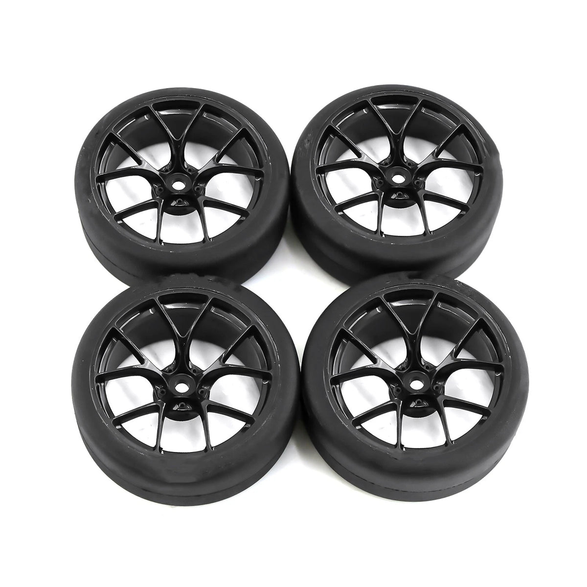 4* Upgrade  65mm 1/10 RC Car Tires & Wheels Rims 12mm Hex Hub For Tamiya TT01.