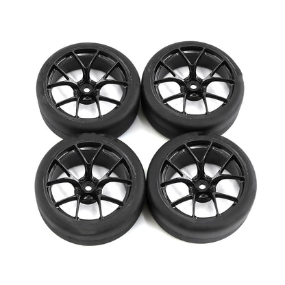 4* Upgrade  65mm 1/10 RC Car Tires & Wheels Rims 12mm Hex Hub For Tamiya TT01.
