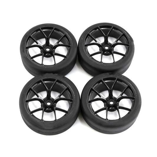 4* Upgrade  65mm 1/10 RC Car Tires & Wheels Rims 12mm Hex Hub For Tamiya TT01.