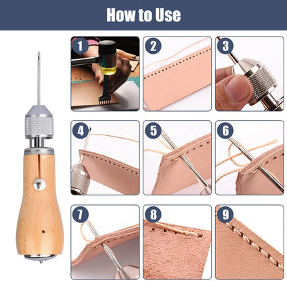 Sewing Awl Tools Kit Leather Sail & Canvas Repair DIY Handmade Accessories E