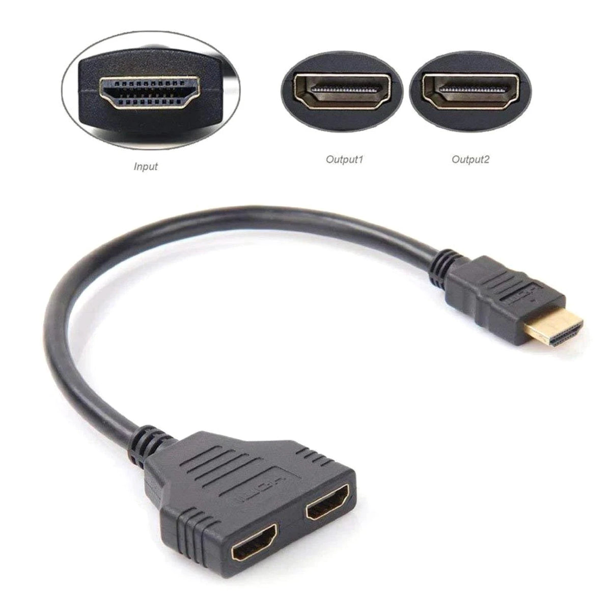 11.8 In HDMI Cable Adapter Male To Dual Female 2.0 Converter 1 in 2 out Splitter