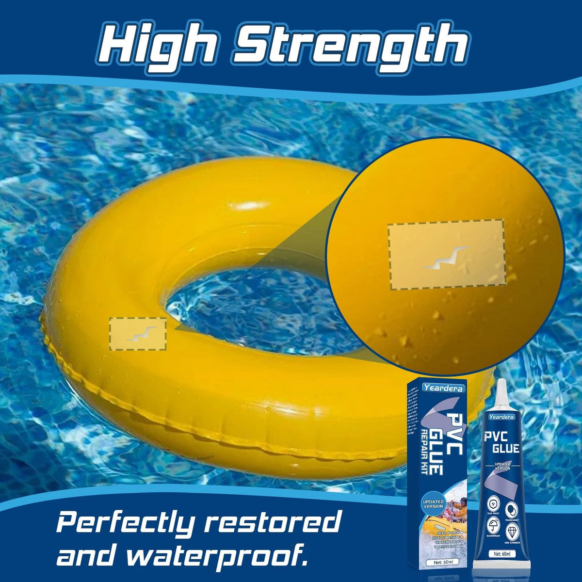 Yeardera Air Mattress Patch Kit, Waterproof Vinyl Repair High clear
