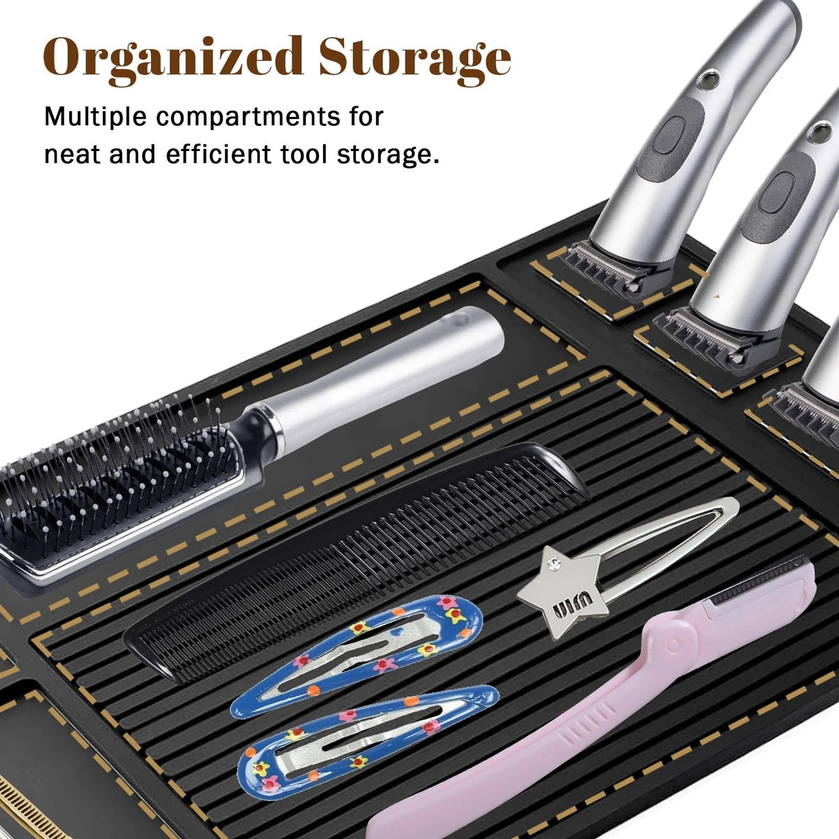 Adevar Magnetic Barber Mat for Clippers,Barber Station Organizer Black