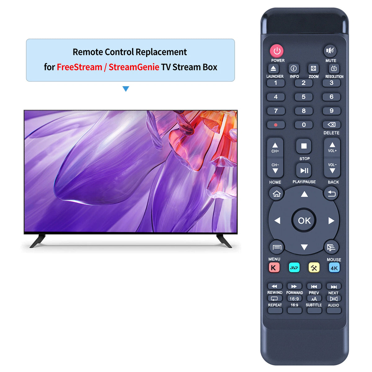 For FreeStream / StreamGenie TV Stream Box Replacement Remote Control