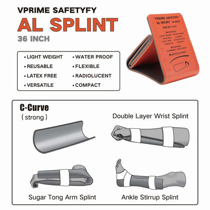 First Aid Splint, 36" Aluminum Waterproof Emergency Splint Kit 1, Folded