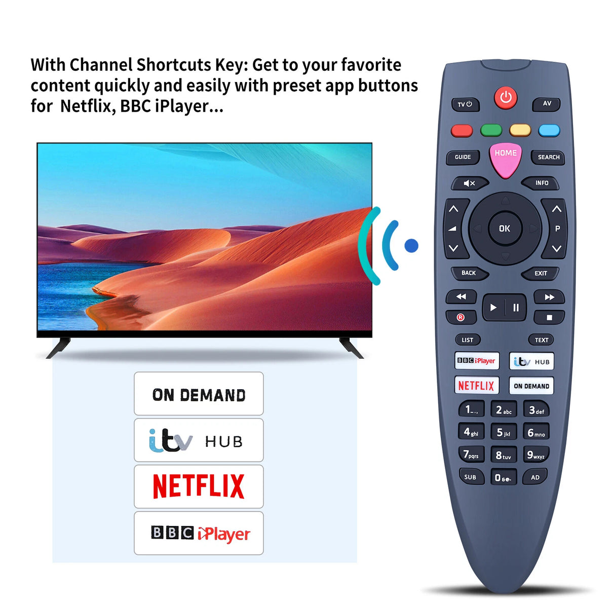 Replace Remote Control For FREESAT 4K ARRIS UHD-4X-1000GB UHD-4X-2000GB TV Box