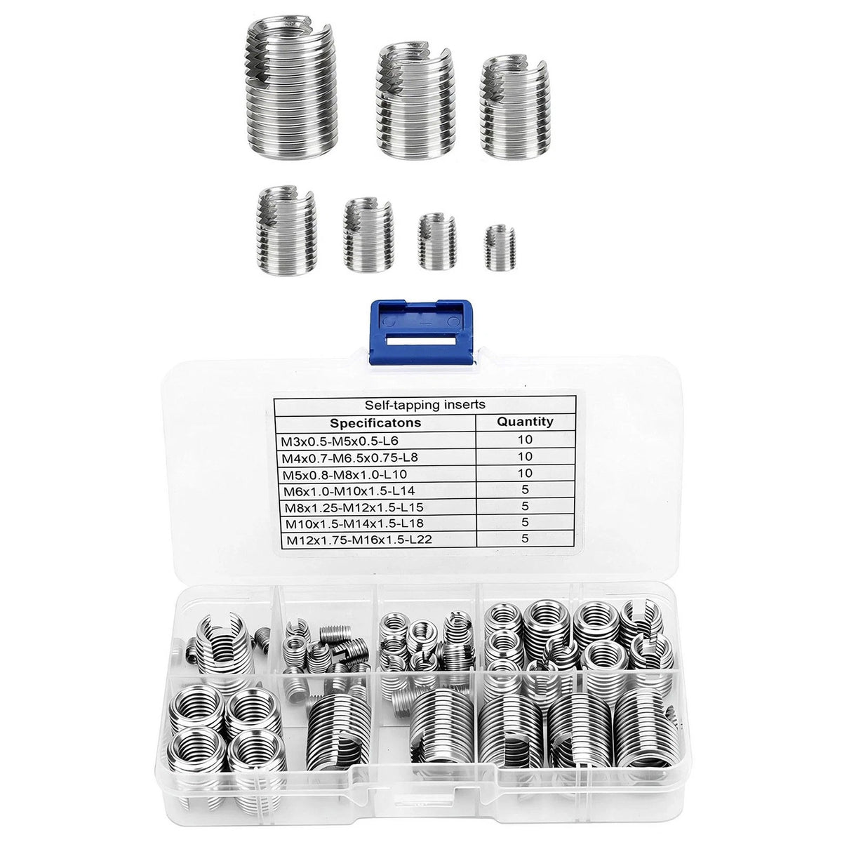 50PCS Stainless Steel Self-Tapping Thread Inserts M3-M16 For Damaged Threads