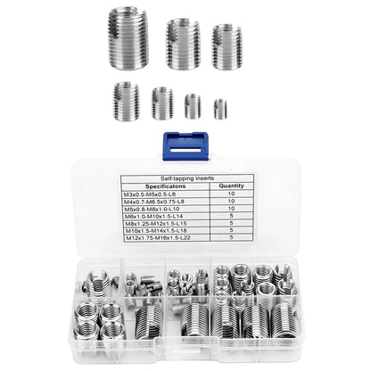 50PCS Stainless Steel Self-Tapping Thread Inserts M3-M16 For Damaged Threads