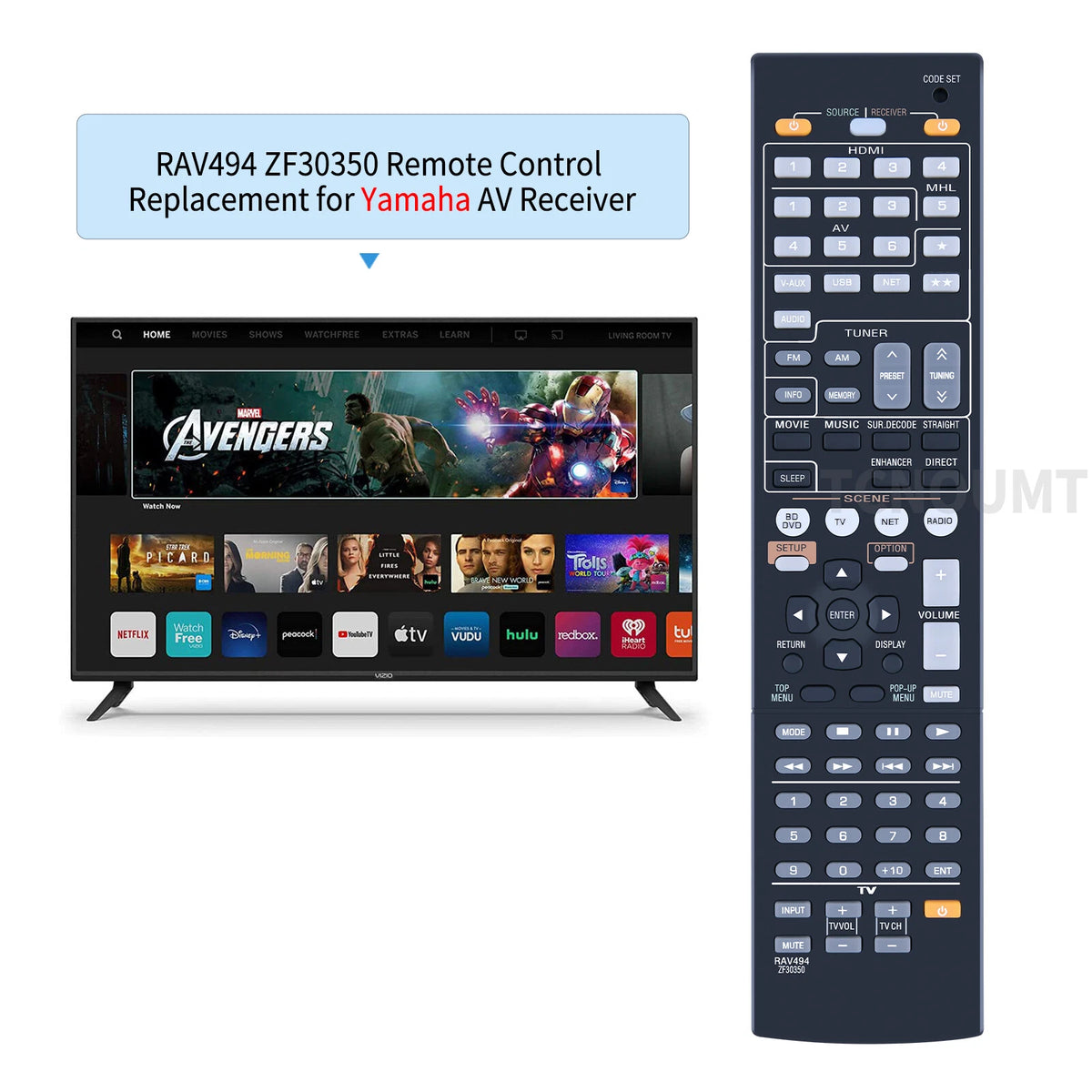 RAV494 ZF30350 Remote Control For Yamaha AV Receiver RX-V475 HTR-4066