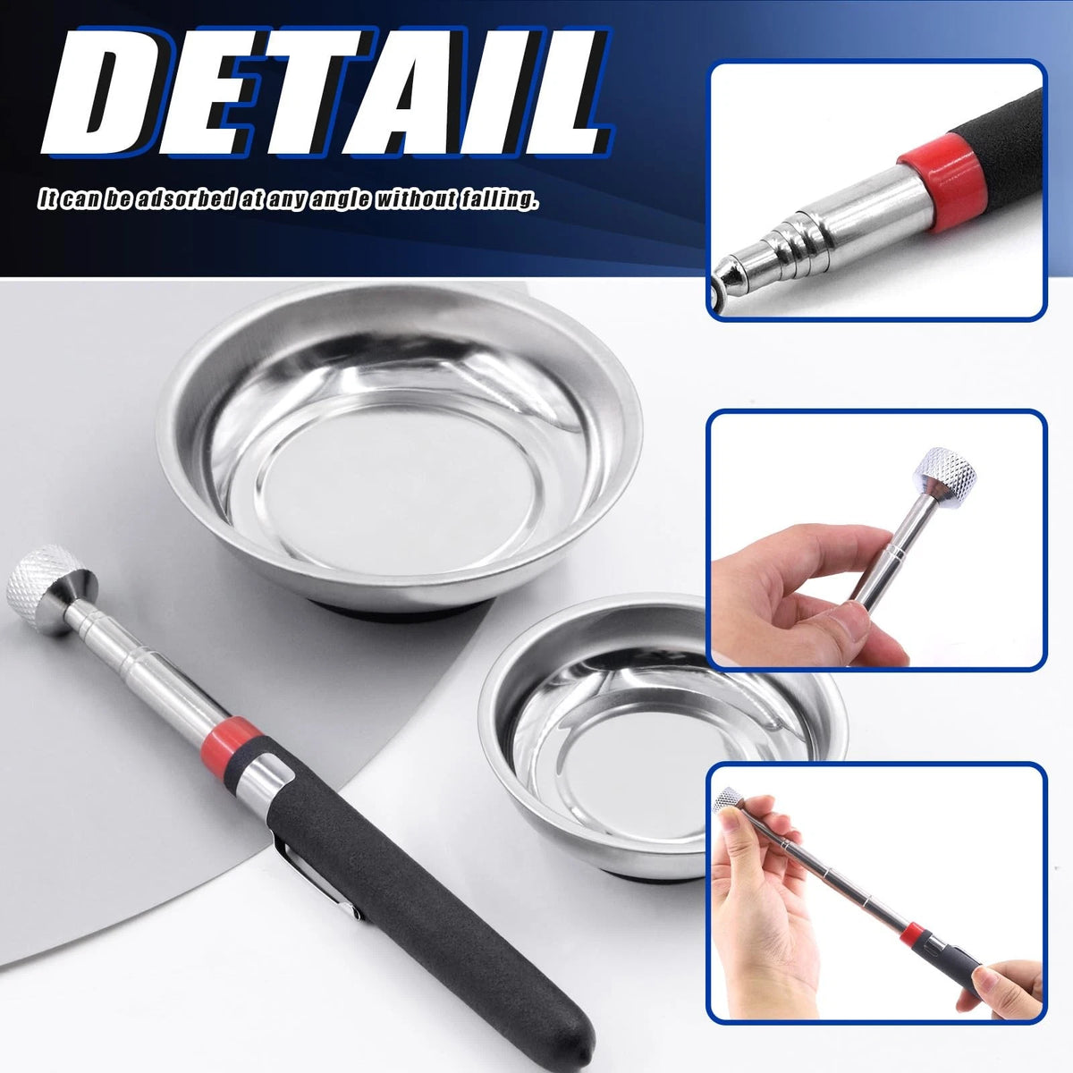 Glarks 4Pcs Magnetic Tool Trays with Pickup Set, 3" 4" 6"...