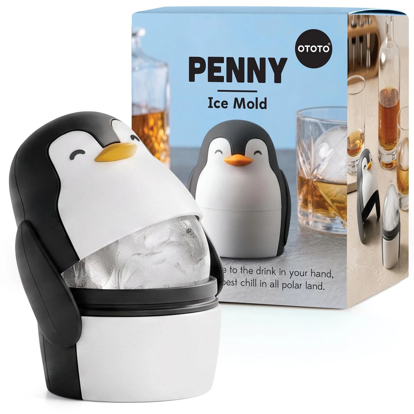 OTOTO Ice Ball Mold - Penguin Shaped Single Round One Size, Black