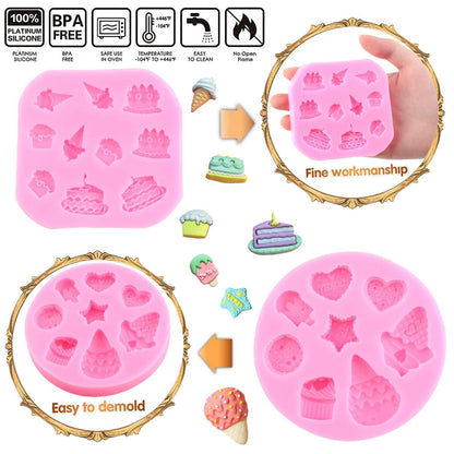 Mujiang Ice Cream Cones Silicone Mold Donut Fondant Molds Set Of 4 Style B