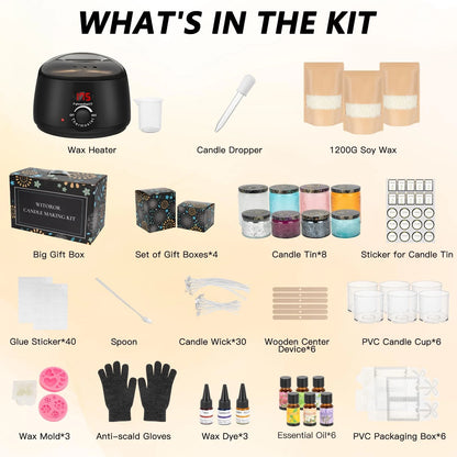 WITOROR Candle Making Kit, Scented Candles Medium, Black Melt Warmer