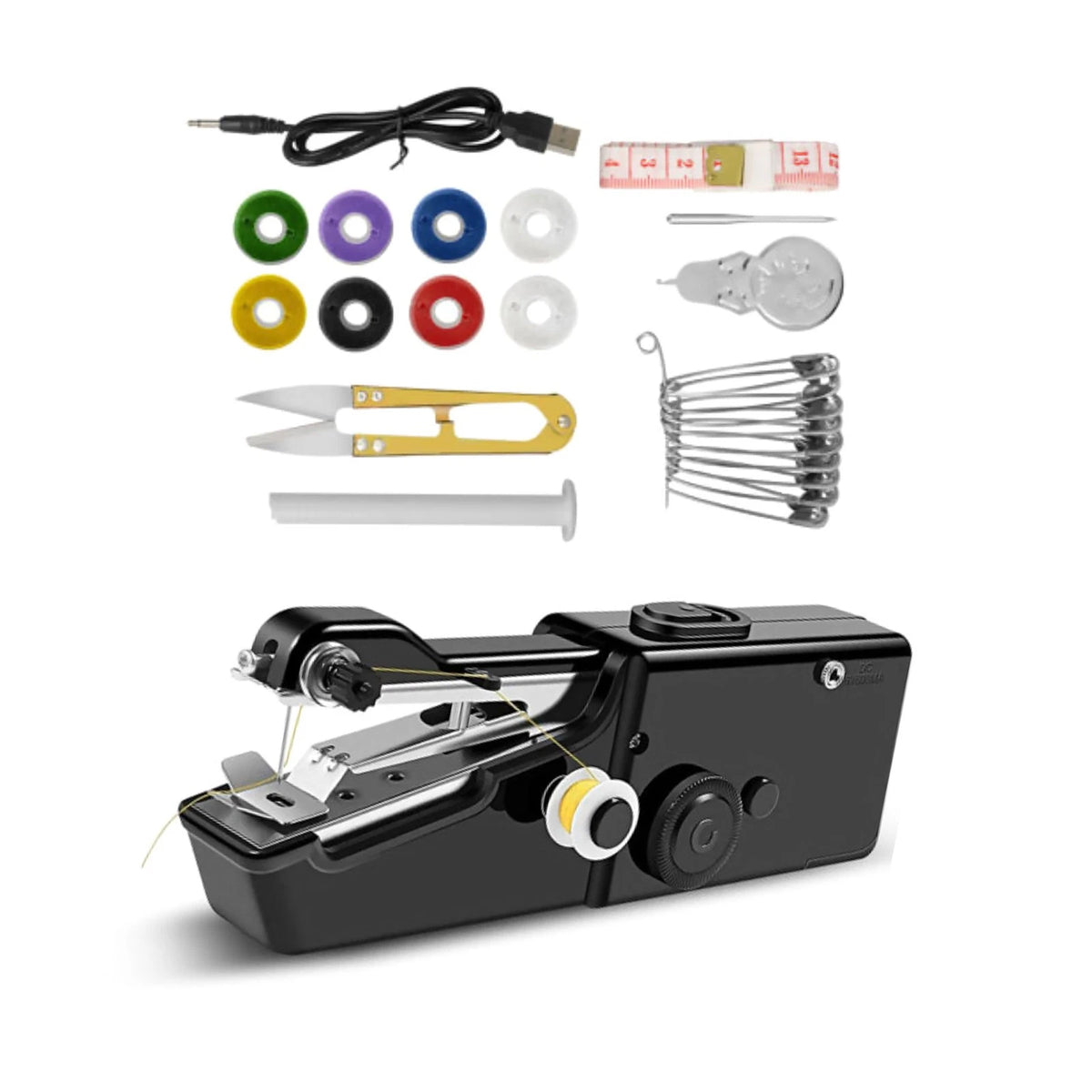 Handheld Mini Sewing Machine Stitch Electric Compact Tool w/ Accessories Kit