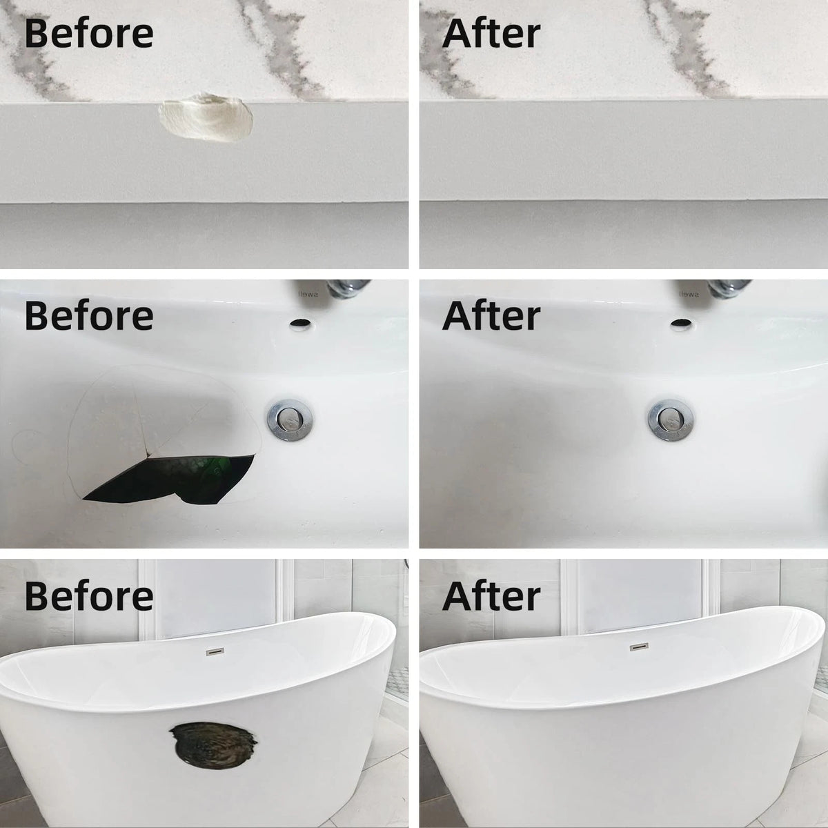 Tub and Shower Repair Kit White, Fiberglass Porcelain White