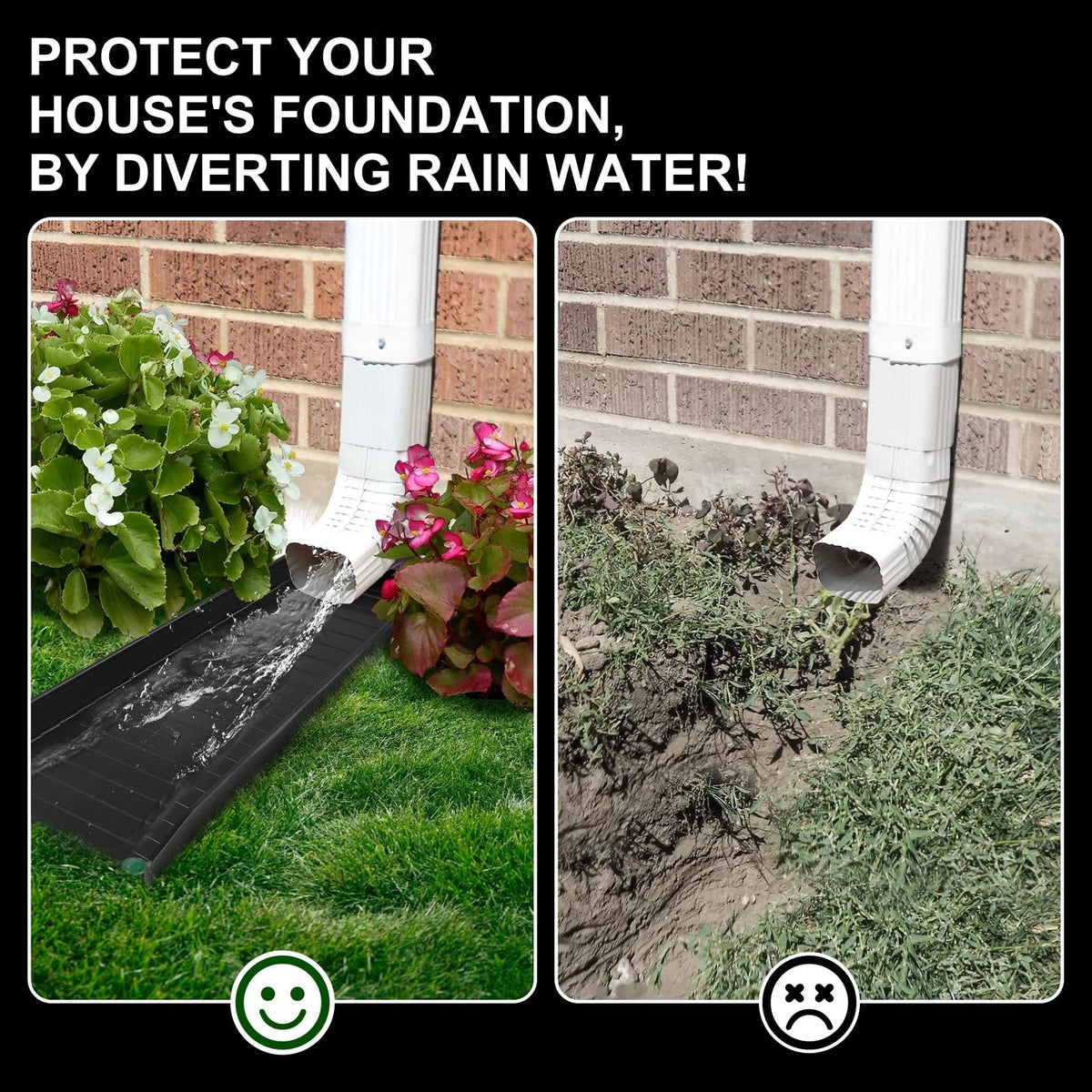 4 Pack Gutter Downspout Extensions,Rain Splash 4 Pack, Black