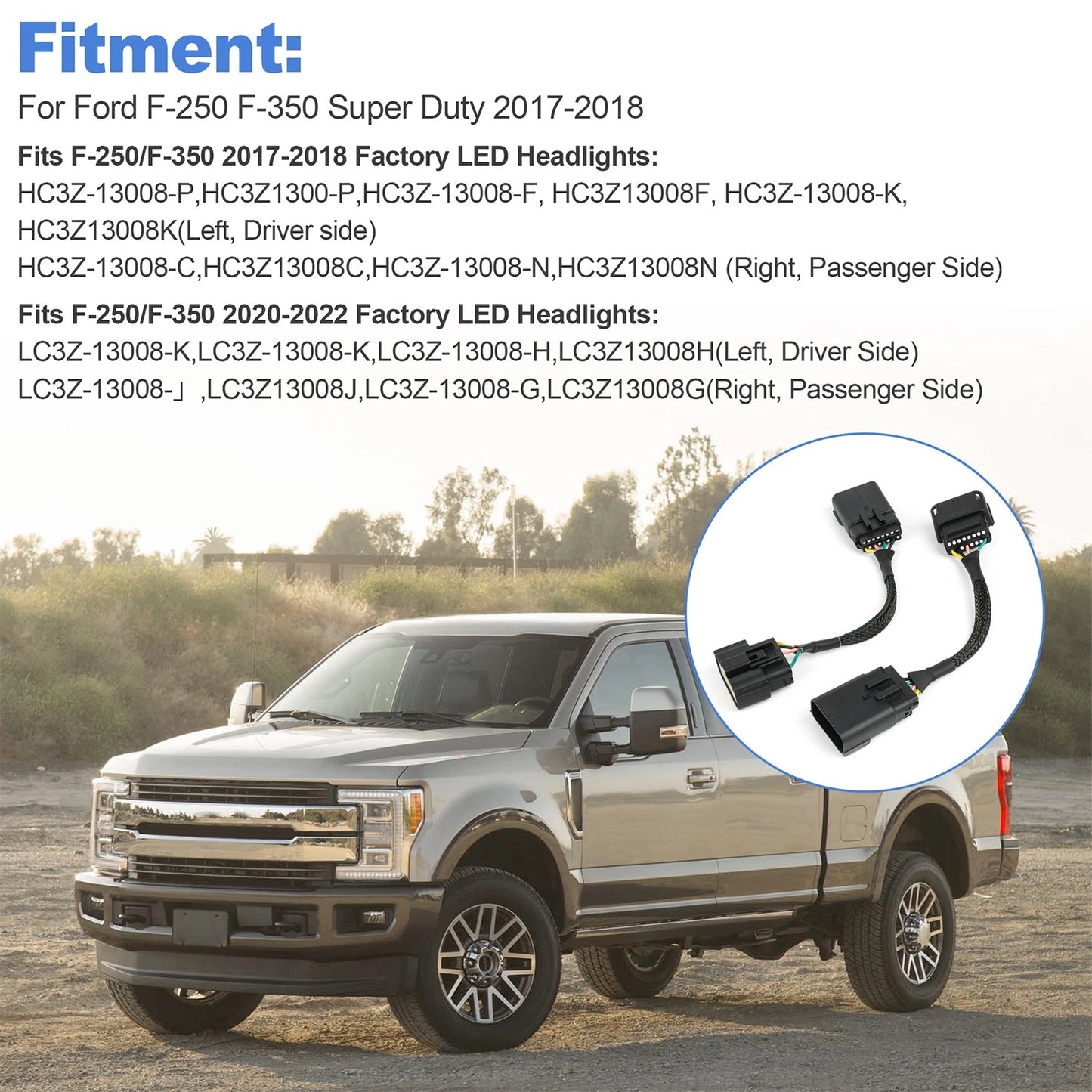 2017-18 to 20-22 LED Headlight Conversion Adapter Harness For Ford F-250   F-350