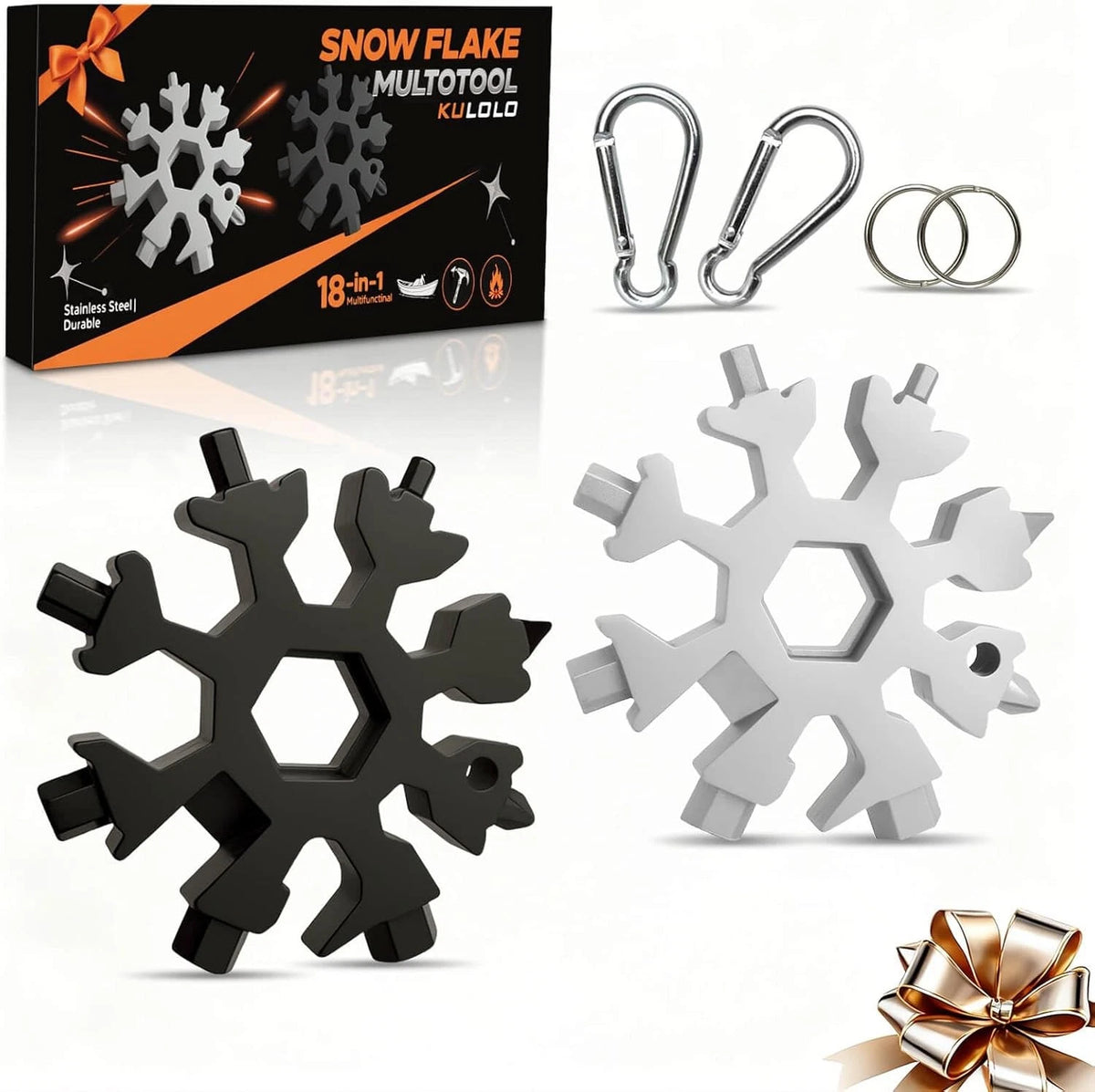 Snowflake Multi Tool 2 Pack - Stainless Steel 18 in 1 Multitool with Silver