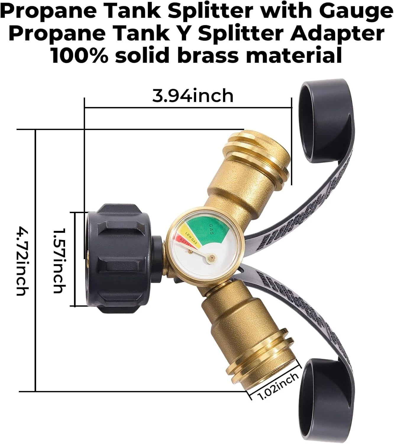 Propane Tank Splitter with Gauge 2 Way, Y Adapter Shut Off...