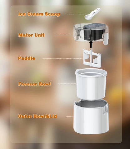 Ice Cream Maker Machine, 1.52 Quarts Cream, Sorbet and 1.52-Qt, white