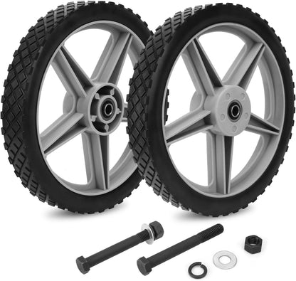 2 Pack Spoked Plastic Wheel and Tire, 12 x 12 inches, black+ gray