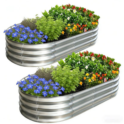 AmazStove Galvanized Raised Garden Bed Kit, Planter 4×2×1FT (2-pack）, Silver